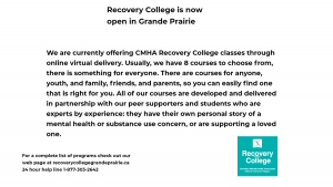 Recovery College is now open in Grande Prairie